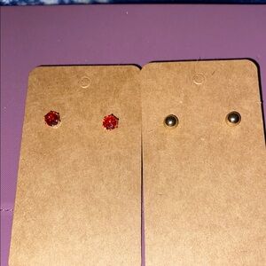 Red and Gold Jewelry Stud Earrings Accessories